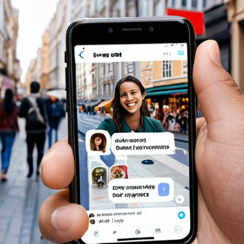 **Image Prompt:** A customer smiling while interacting with an AI chatbot on a mobile phone. The chatbot interface is clean and modern, offering personalized recommendations for products. The background shows a bustling city street, implying the convenience of 24/7 support. The overall tone is positive and helpful.