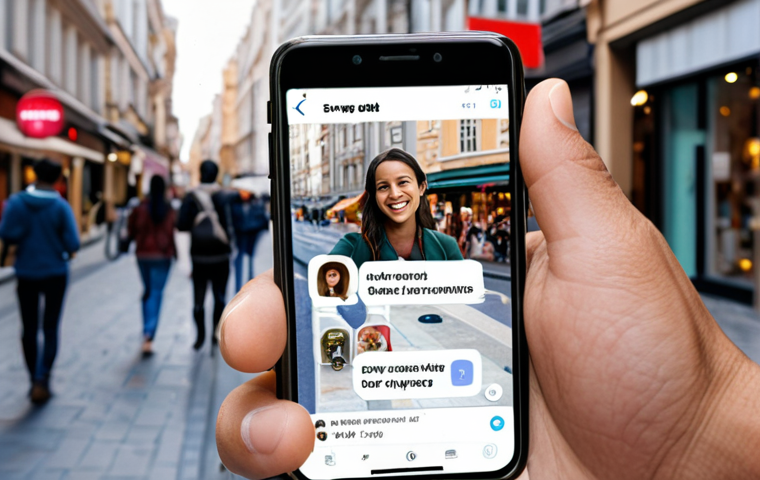 **Image Prompt:** A customer smiling while interacting with an AI chatbot on a mobile phone. The chatbot interface is clean and modern, offering personalized recommendations for products. The background shows a bustling city street, implying the convenience of 24/7 support. The overall tone is positive and helpful.