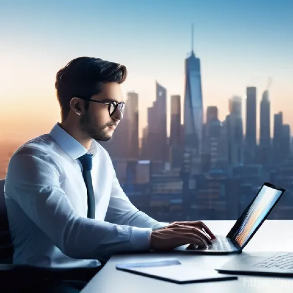 스토리텔러가 겪는 도전 과제와 해결 방안 - **Prompt:** A young, determined professional, dressed in smart-casual business attire, sits at a cle...