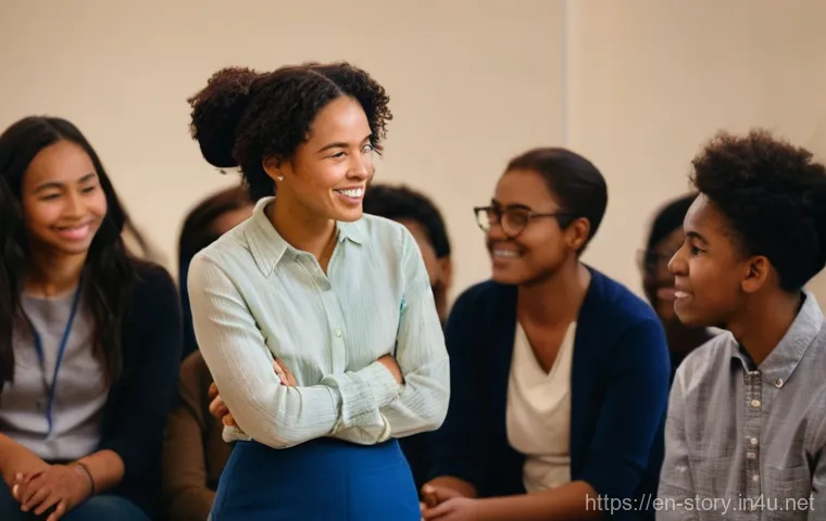 스토리텔러 실기 시험의 주요 평가 요소와 전략 분석과 연구 - **Prompt 1: The Heartfelt Connection**
    "A diverse group of adults and teenagers gathered in a wa...