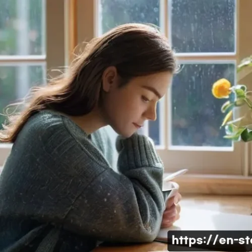 스토리텔러의 스토리 제작 과정 - **The 'Aha!' Moment**
    A young woman in her early twenties, dressed in a cozy, modest sweater and...