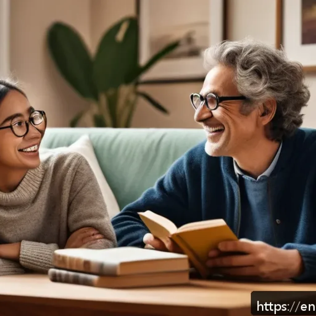 스토리텔러 직업의 장단점 - A cozy, warmly lit living room scene featuring a diverse group of relatable characters engaged in st...