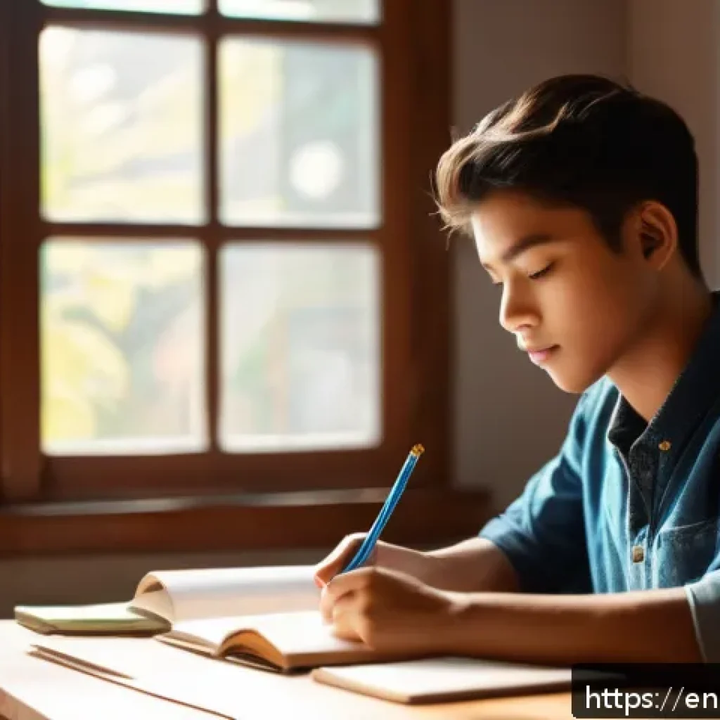 스토리텔러 필기 시험 준비법 완전 정리 - A focused student sitting at a wooden desk in a cozy, sunlit study room, surrounded by open notebook...
