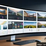 Home 20 스토리텔러가 활용하는 스토리보드 툴 - A modern creative workspace featuring a large digital storyboard on a widescreen monitor, displaying...