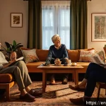 Home 23 스토리텔러와 퍼포먼스 스토리텔링의 차이 - A warm and inviting scene of a casual storytelling gathering in a cozy living room, featuring a dive...
