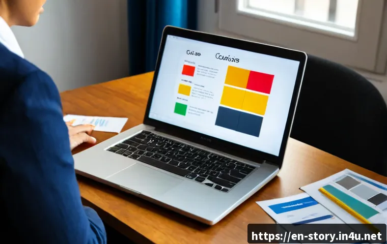 Home 17 스토리텔러가 준비하는 프리젠테이션 팁 - Photorealistic home office scene of a confident storyteller preparing a presentation, middle-aged pr...